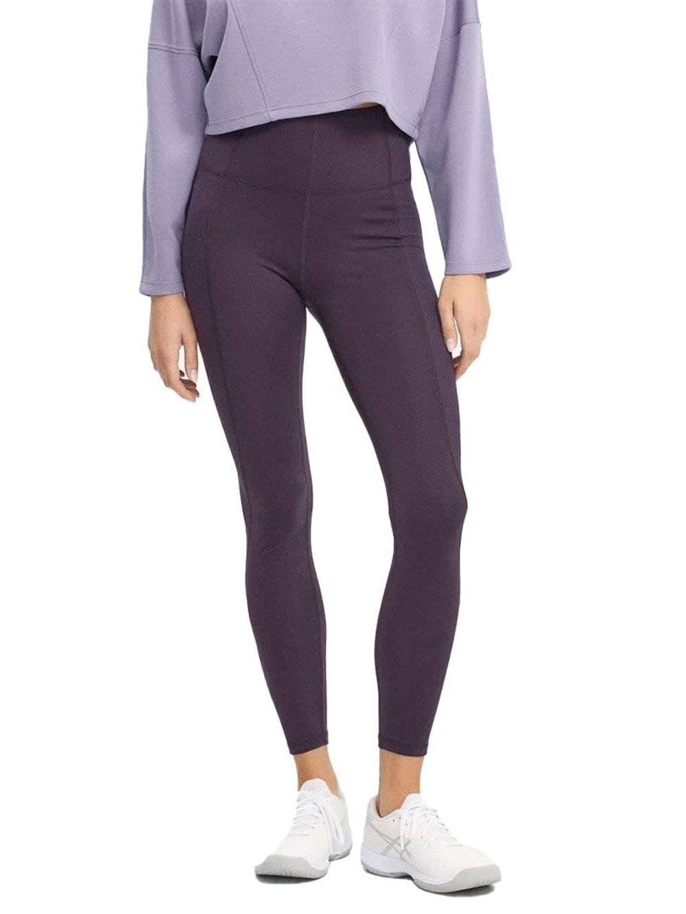 HYBA High-Waist Plum Active Leggings With Ribbed Sides - Size L